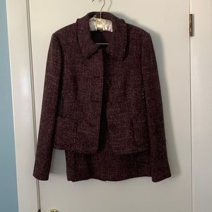 Ann Taylor 2 piece plum tweed suit- jacket and skirt